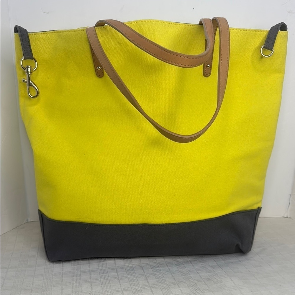 Saks fifth Ave Sunny yellow and grey canvas Tote Bag